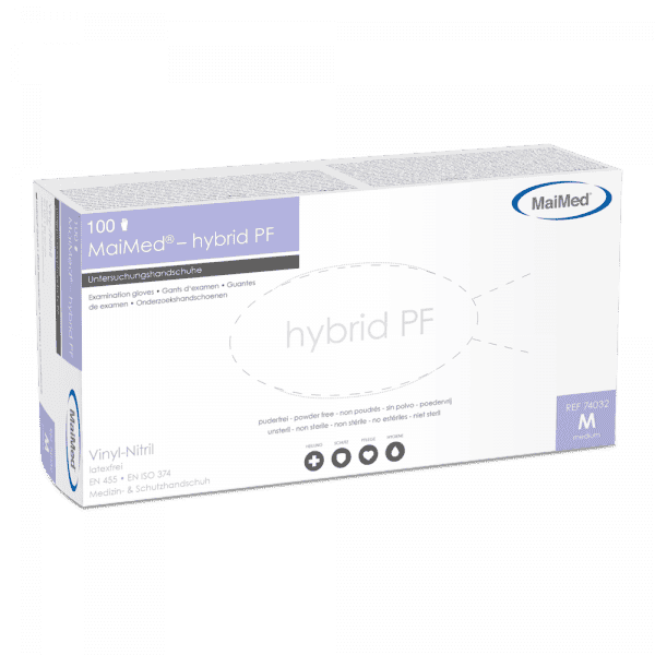 MaiMed–Hybrid PF, Vinyl-Nitril-Handschuhe, unsteril, blau