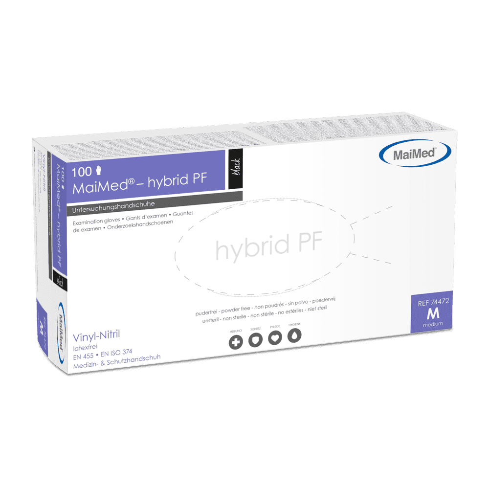 MaiMed–Hybrid PF black, Vinyl-Nitril-Handschuhe, unsteril,