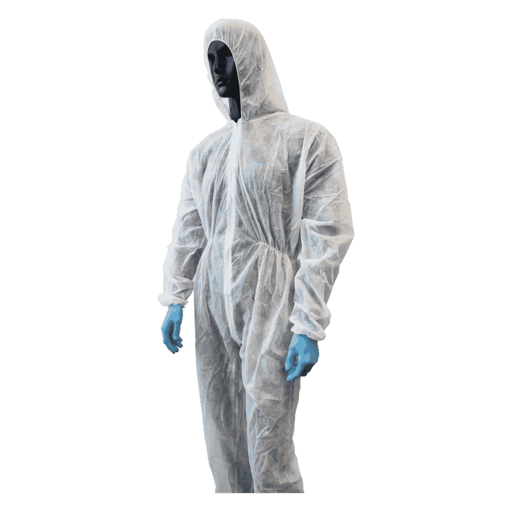 Unigloves-PP-Overall mit Kapuze und Reißverschluss